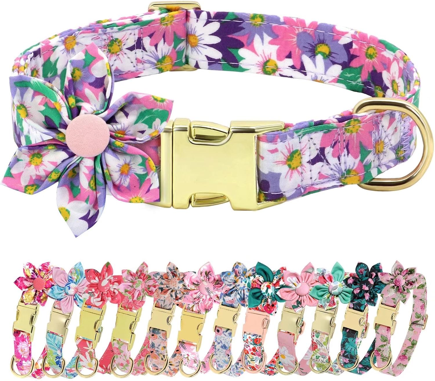 Beirui Lindos collares para perros pequeños, medianos y grandes, múltiples patrones florales, collares para mascotas con flores para bodas y