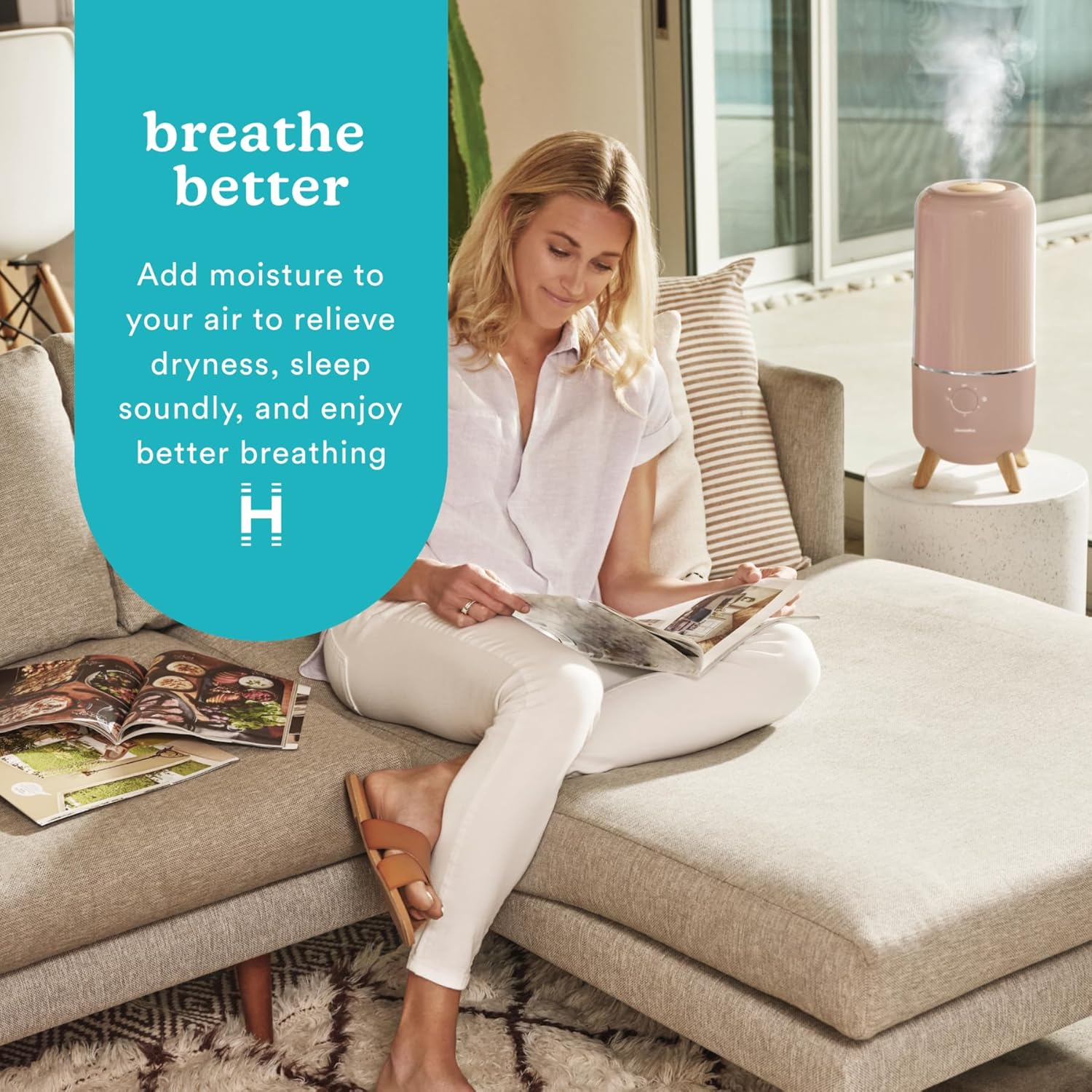 Homedics Humidificador ultrasónico, dormitorios y oficinas en casa, tanque de 0.97 galones, tiempo de funcionamiento de 45 horas, niebla fría
