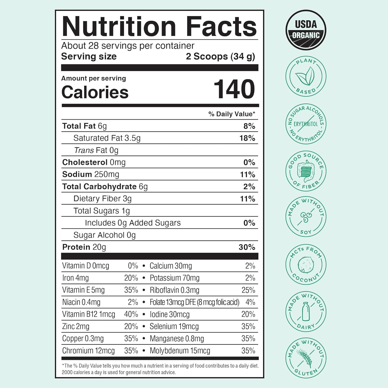 KOS Proteína vegana en polvo, sin sabor y sin azúcar, mezcla de proteínas de guisante baja en carbohidratos, superalimento orgánico rico en