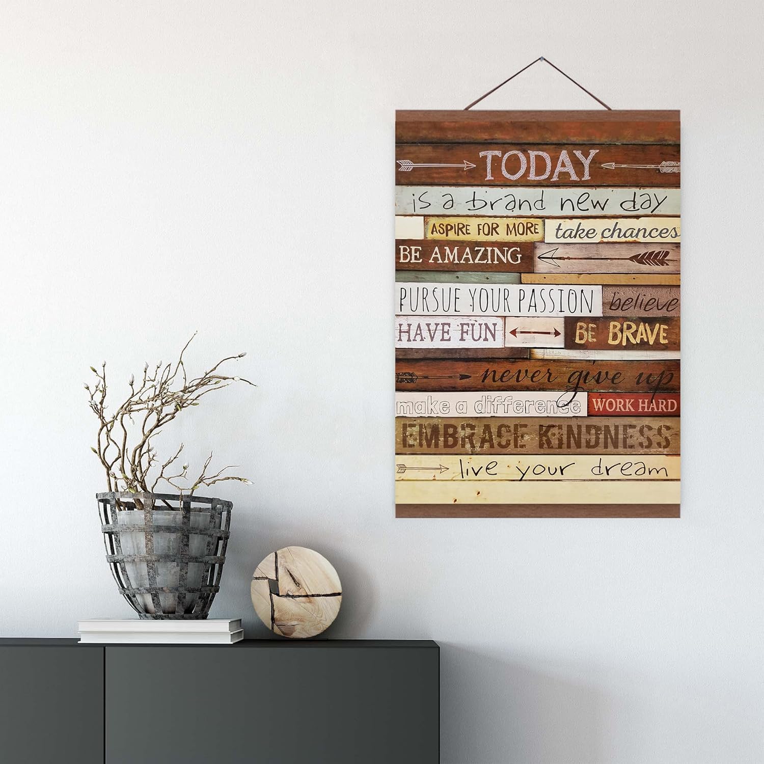 HoozGee Marco magnético para colgar pósteres e inspirador arte de pared con imán de madera clara, lienzo, impresiones de arte de 19.7 x 27.6in, kit