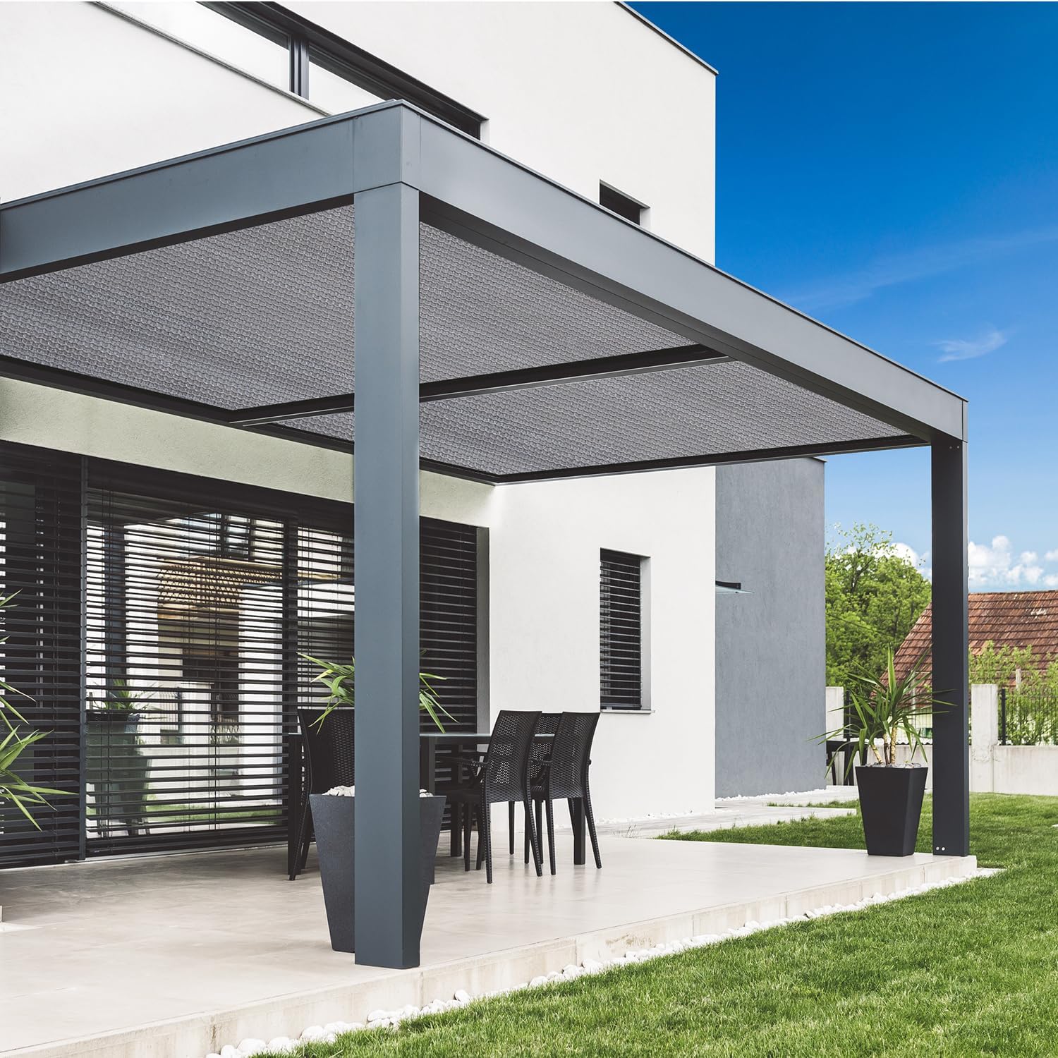 VICLLAX Sombra 90% Tela para el sol, pantalla de privacidad con ojales reforzados para patio al aire libre, jardín, pérgola, toldo, 8 x 12 pies, gris