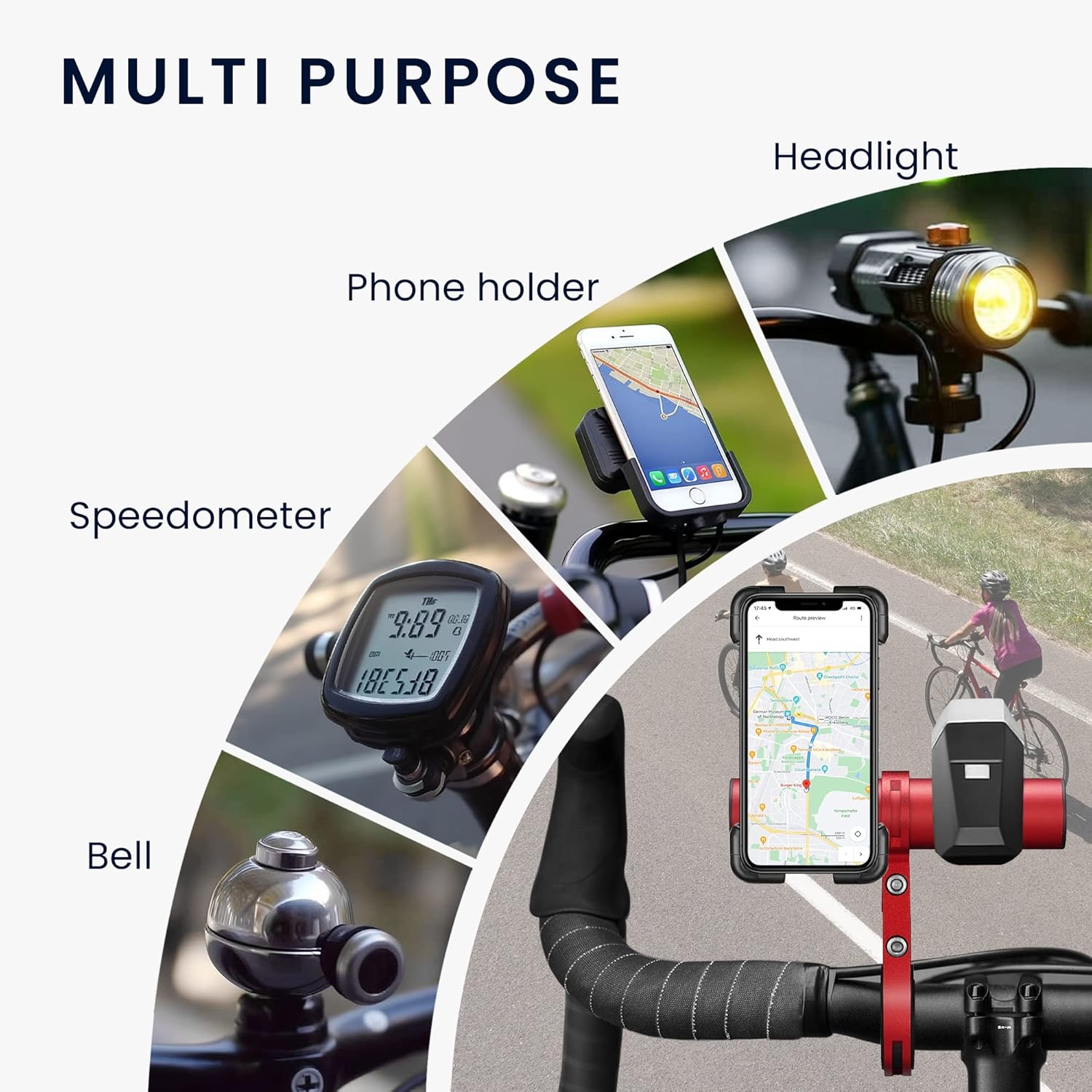 kwmobile Extensor de manillar de bicicleta  Barra de montaje de extensión para manillar de bicicleta de montaña o bicicletas eléctricas  Tamaño