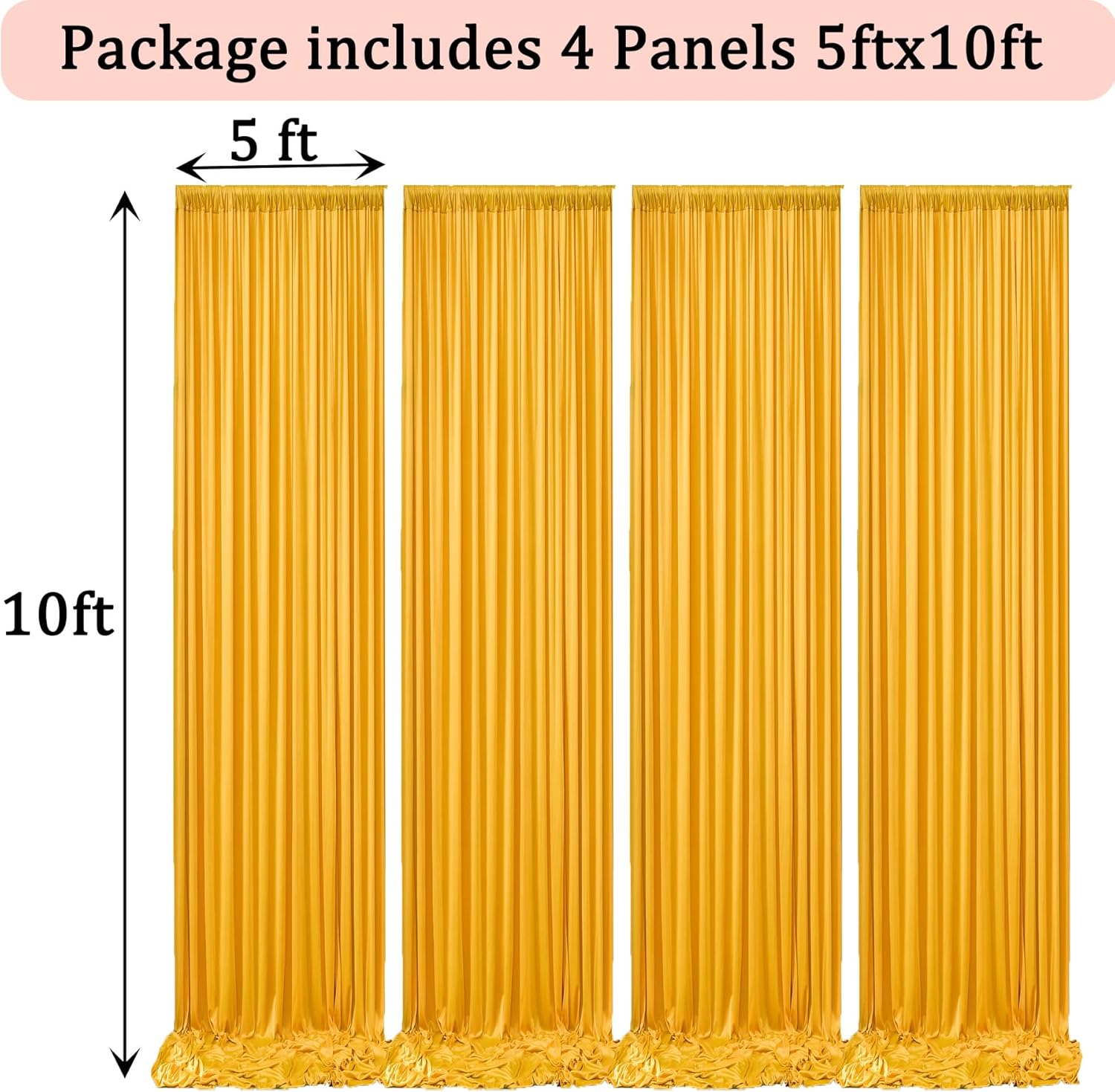 Cortinas de fondo amarillo mostaza de 20 x 10 pies sin arrugas para fiestas, cortinas de fondo de fotos de poliéster grueso para bodas, decoración