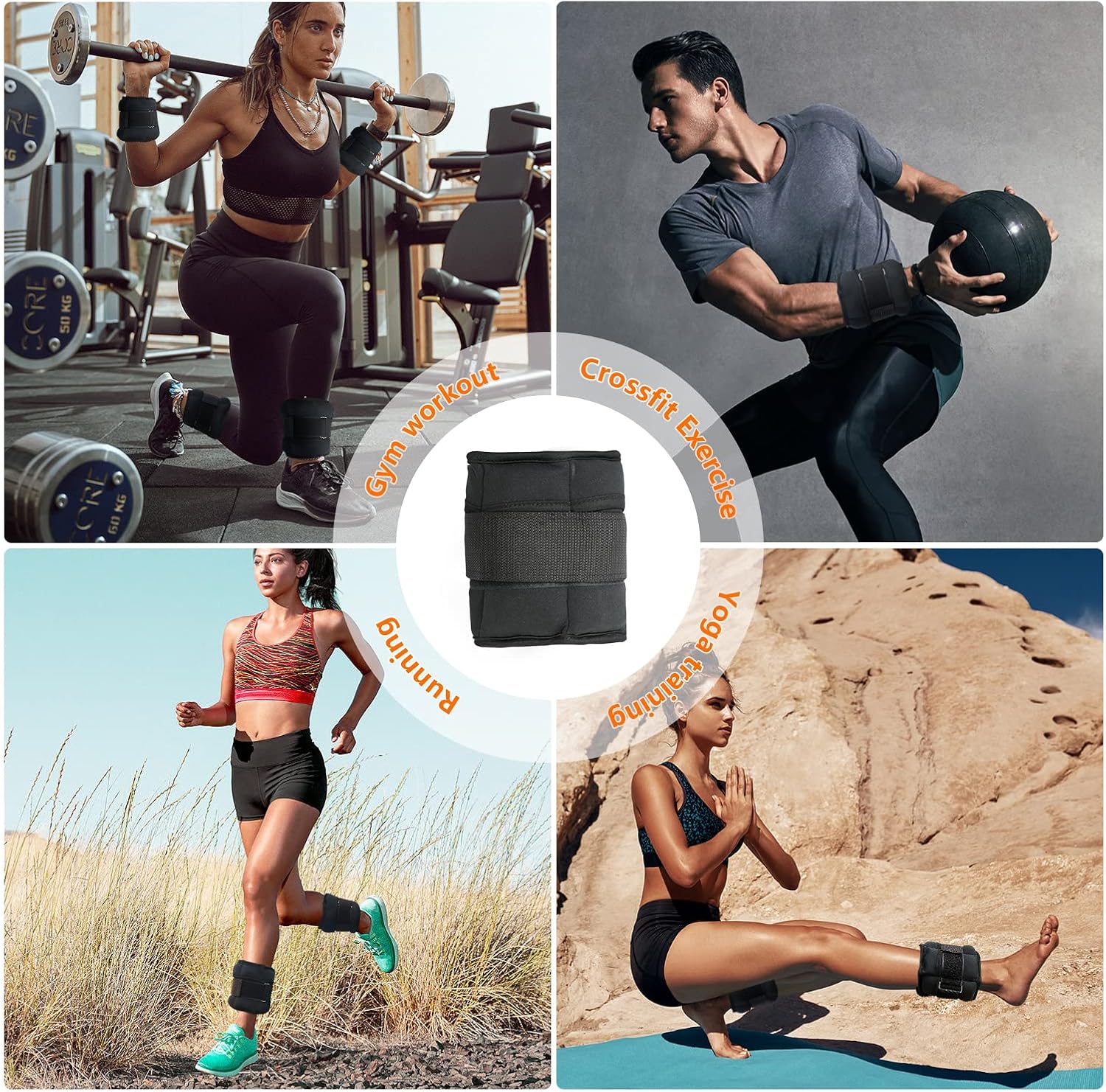 FEIERDUN Pesas de tobillo ajustables para mujeres y hombres, un par de pesas modulares de piernas de 2,4,6,8,10 libras con yoga, caminar, correr,