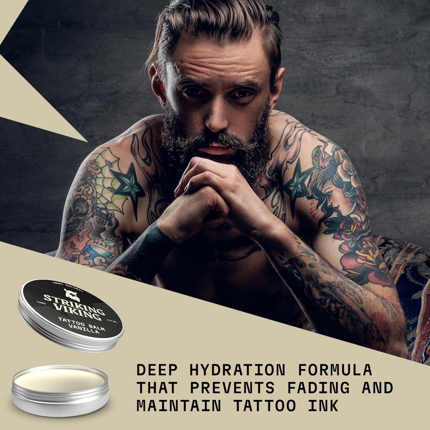 Tattoo Aftercare – Bálsamo para tatuajes con aroma a vainilla (3.5 onzas), crema de tatuaje para hidratación y curación, bálsamo de cuidado de
