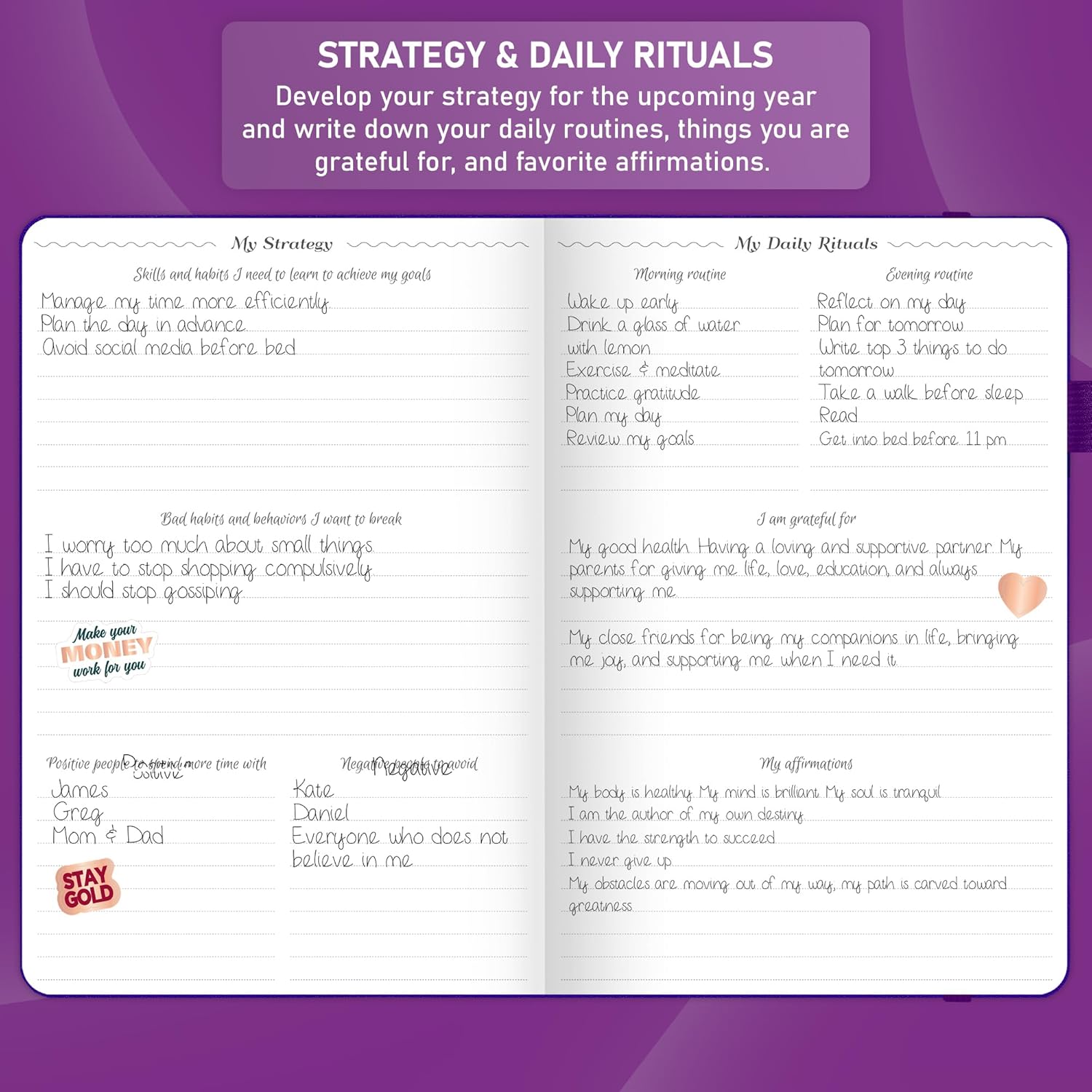 GoGirl Agenda semanal  Planificador de trabajo y vida por hora sin fecha con ranuras de tiempo  Organizador vertical para gestión diaria del tiempo