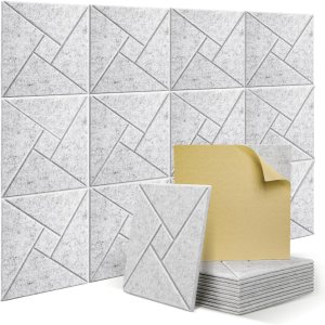 Paquete de 12 paneles acústicos autoadhesivos, 12 x 12 x 0.4 pulgadas, espuma acústica a prueba de sonido con patrón, paneles cuadrados de alta Paquete de 12 paneles acústicos autoadhesivos, 12 x 12 x 0.4 pulgadas, espuma acústica a prueba de sonido con patrón, paneles cuadrados de alta