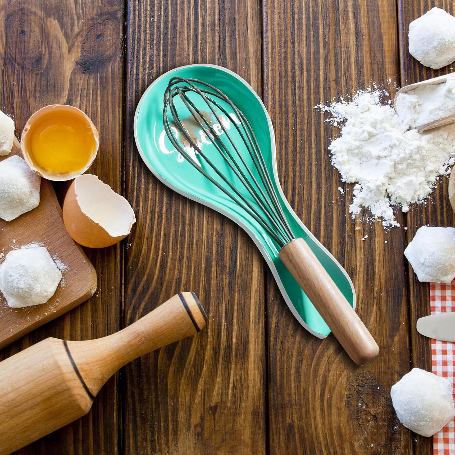 DAYYET – Soporte de cuchara grande de cerámica turquesa para encimera de cocina, soporte para cuchara grande de cerámica, soporte para espátula,