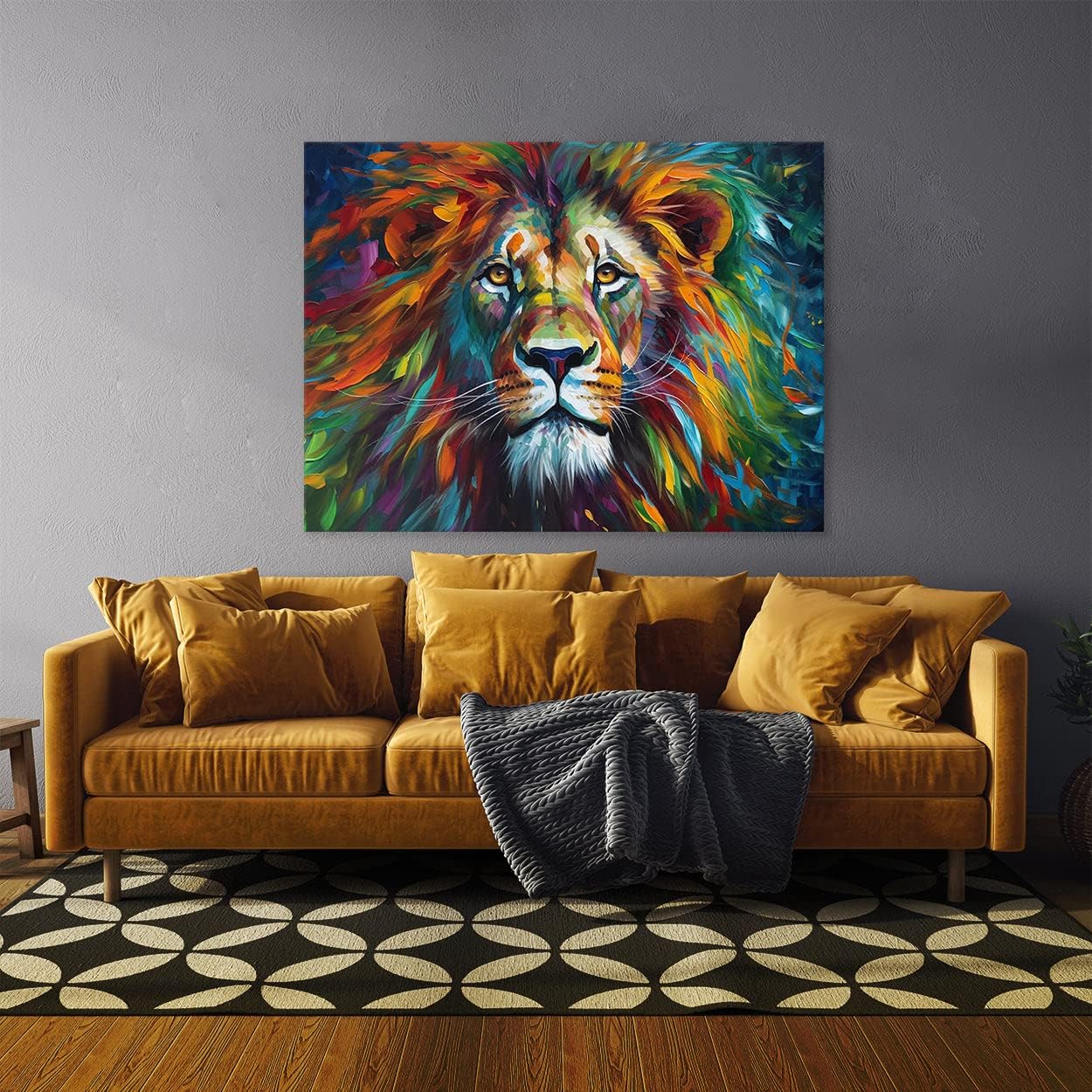 Sense Canvas Lienzo decorativo abstracto con pinceladas de león 112  Decoración del hogar para pared, póster grande 40 x 30  0.75 pulgadas