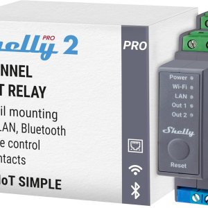 Shelly Pro 2  Relé inteligente de 2 canales Wi-Fi, LAN y Bluetooth  Automatización del hogar y las instalaciones  Compatible con Alexa y Google Home Shelly Pro 2  Relé inteligente de 2 canales Wi-Fi, LAN y Bluetooth  Automatización del hogar y las instalaciones  Compatible con Alexa y Google Home
