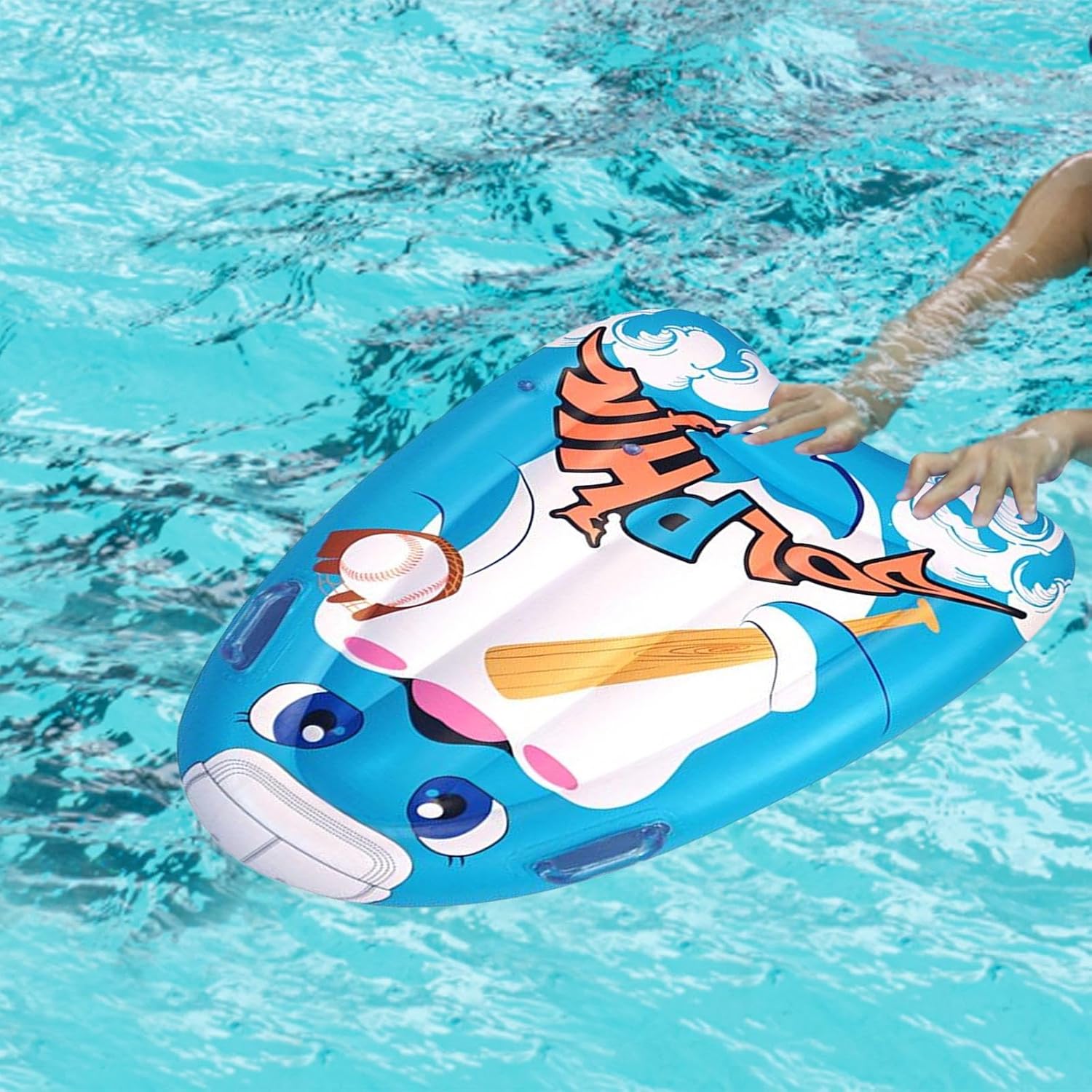 SM SunniMix Bodyboard inflable con asas, tabla de surf flotante, ayuda para nadar, juguete para deportes acuáticos, tabla de surf para niños y niños
