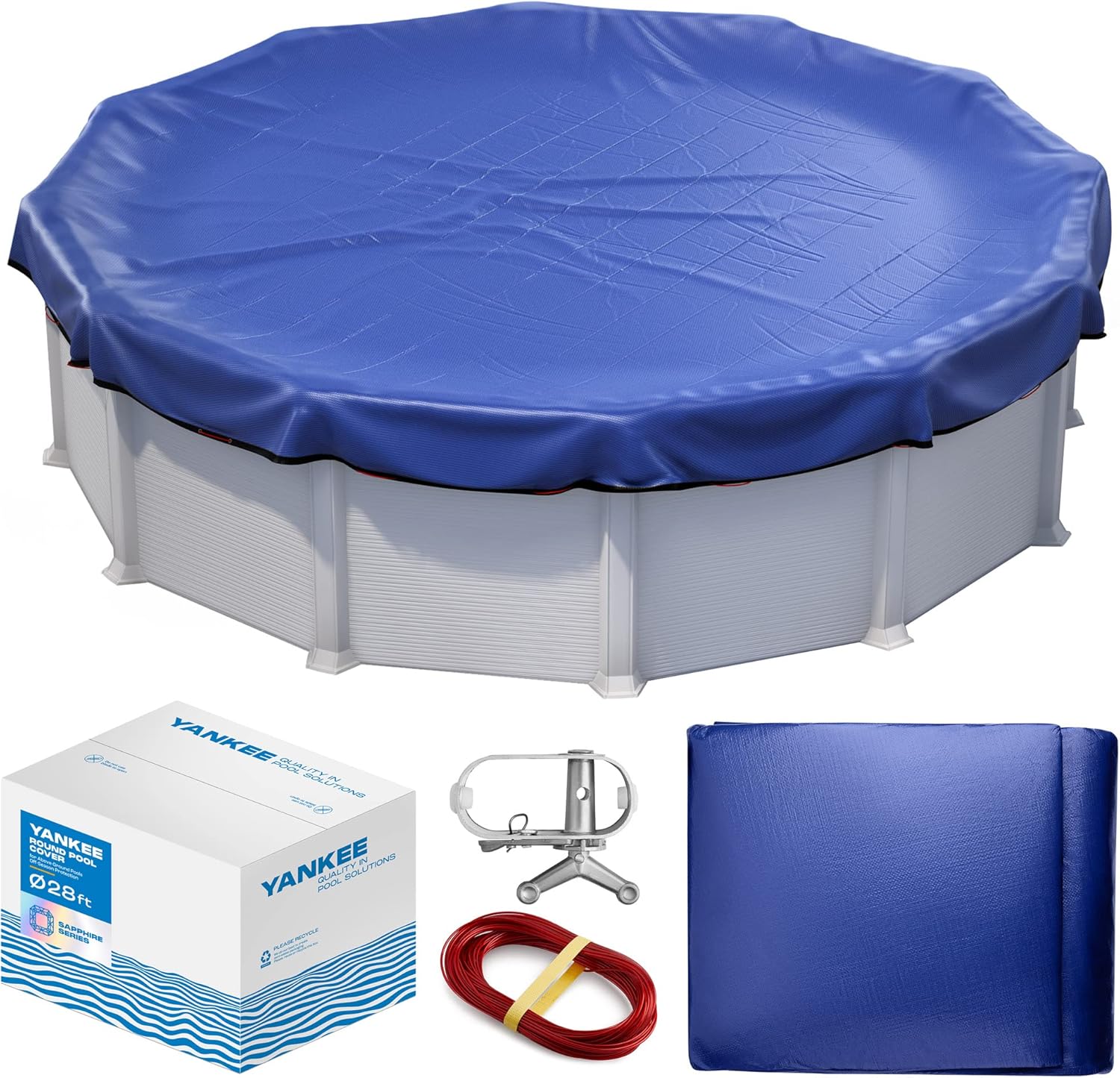 Cubierta de protección para piscina sobre el suelo redonda de 28 pies  Extragruesa y duradera  Serie Sapphire de calidad prémium, resistente al frío