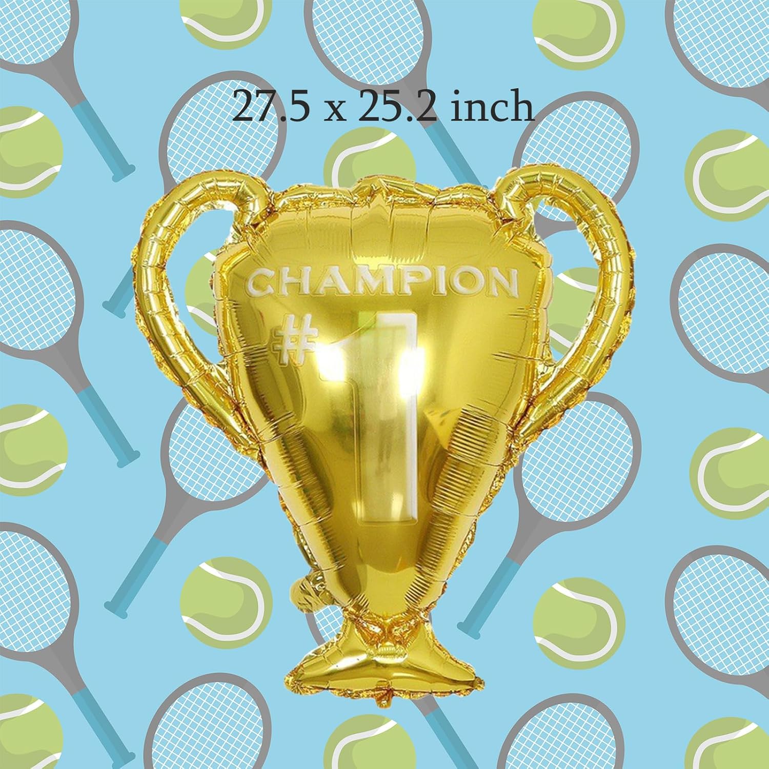 9 globos de fiesta de tenis, globos de papel de aluminio, globos de papel de aluminio de trofeo dorado, globos de estrella verde para hombres,