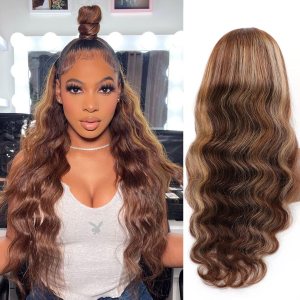 BLY Pelucas de cabello humano con encaje frontal transparente HD de 13 x 4, densidad del 250 %, peluca de cabello humano con reflejos degradados, 24 BLY Pelucas de cabello humano con encaje frontal transparente HD de 13 x 4, densidad del 250 %, peluca de cabello humano con reflejos degradados, 24