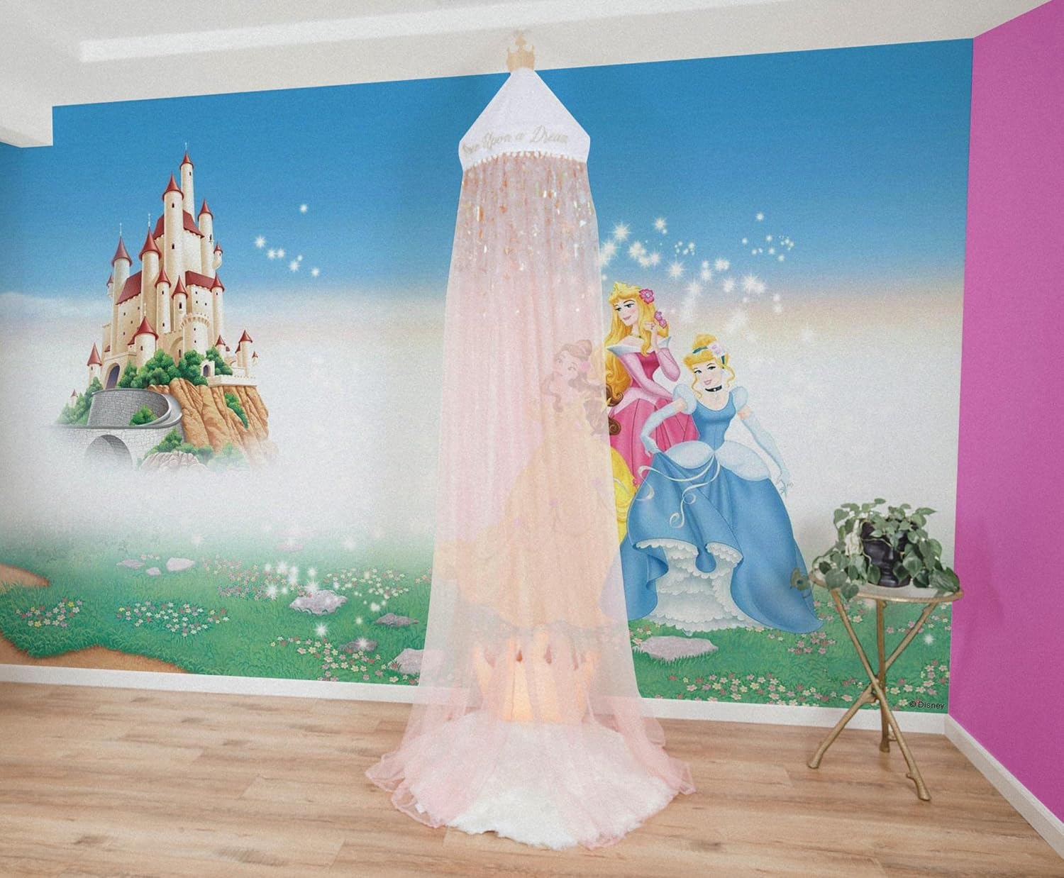 Disney Cortinas de toldo de cama para niños de princesa para techo, cubierta de mosquitera colgante para rincón de lectura, tienda de campaña para