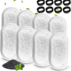 Filtros de fuente de agua para gatos, compatibles con fuente de acero inoxidable para mascotas, 8 filtros con 8 esponjas de repuesto para fuente de Filtros de fuente de agua para gatos, compatibles con fuente de acero inoxidable para mascotas, 8 filtros con 8 esponjas de repuesto para fuente de