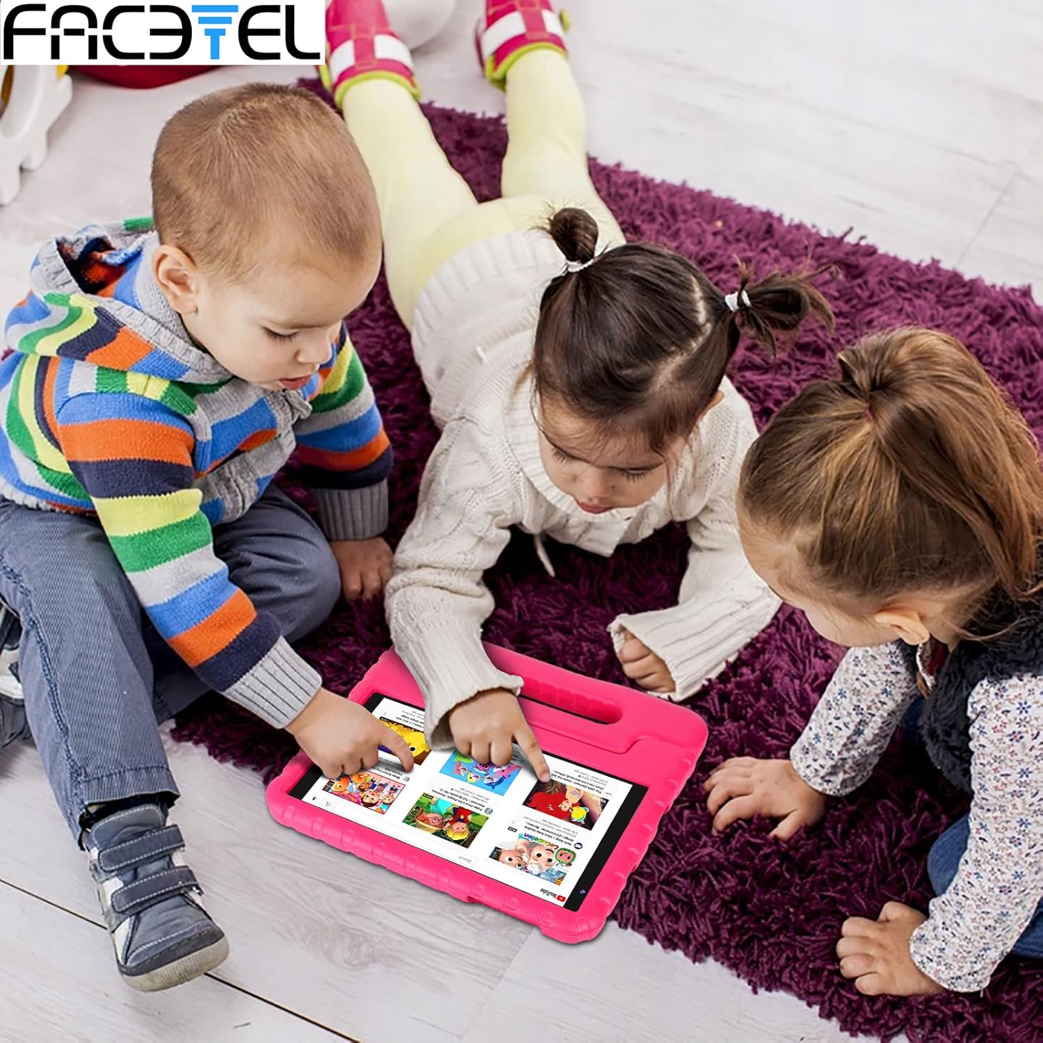 FACETEL Tableta para niños de 8 pulgadas Android 13 para niños, 7 GB de RAM, 64 GB ROM TF 512 GB, control parental, juego de rompecabezas, Bluetooth