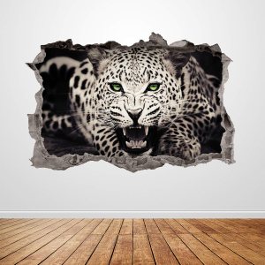 Calcomanía de pared con diseño de leopardo de las nieves, diseño de animales en 3D, póster artístico, decoración de habitación, regalo UP175 (70 Calcomanía de pared con diseño de leopardo de las nieves, diseño de animales en 3D, póster artístico, decoración de habitación, regalo UP175 (70