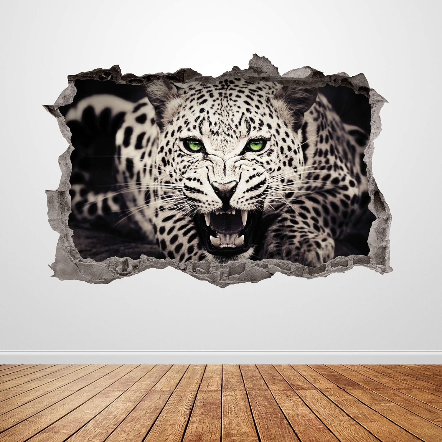 Calcomanía de pared con diseño de leopardo de las nieves, diseño de animales en 3D, póster artístico, decoración de habitación, regalo UP175 (70