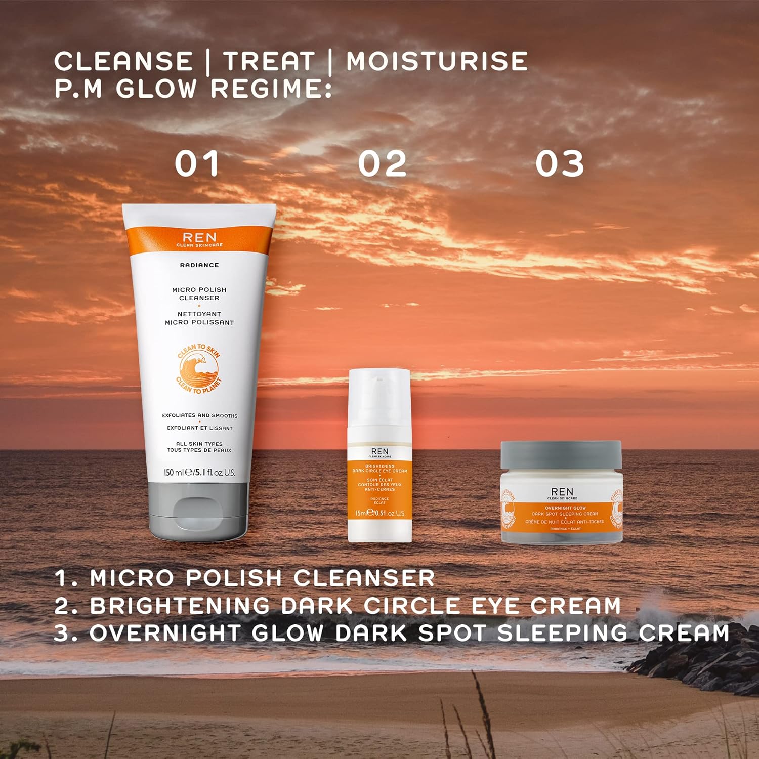 REN Clean Skincare – Limpiador micro polaco – Jabón facial exfoliante para pieles sensibles con AHAs y micro cuentas ámbar, libre de crueldad animal