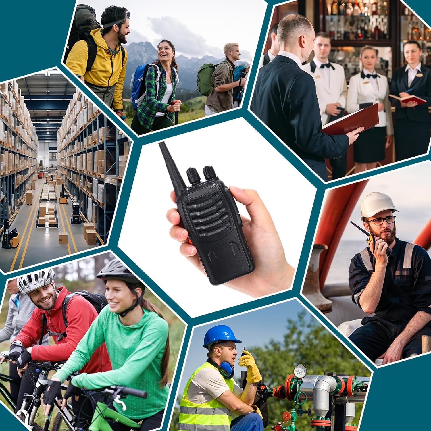 24 piezas Walkie Talkies a granel 2 vías Radio Set con auricular Walkie Talkies para adultos Walkie Talkies con base de cargador, batería, antena