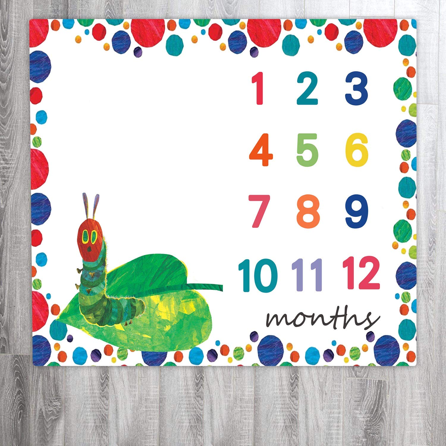 Manta de hito para bebé, 47 x 40 pulgadas, diseño de oruga muy hambrienta, manta de fotografía para bebé, diseño de puntos, tamaño grande, manta