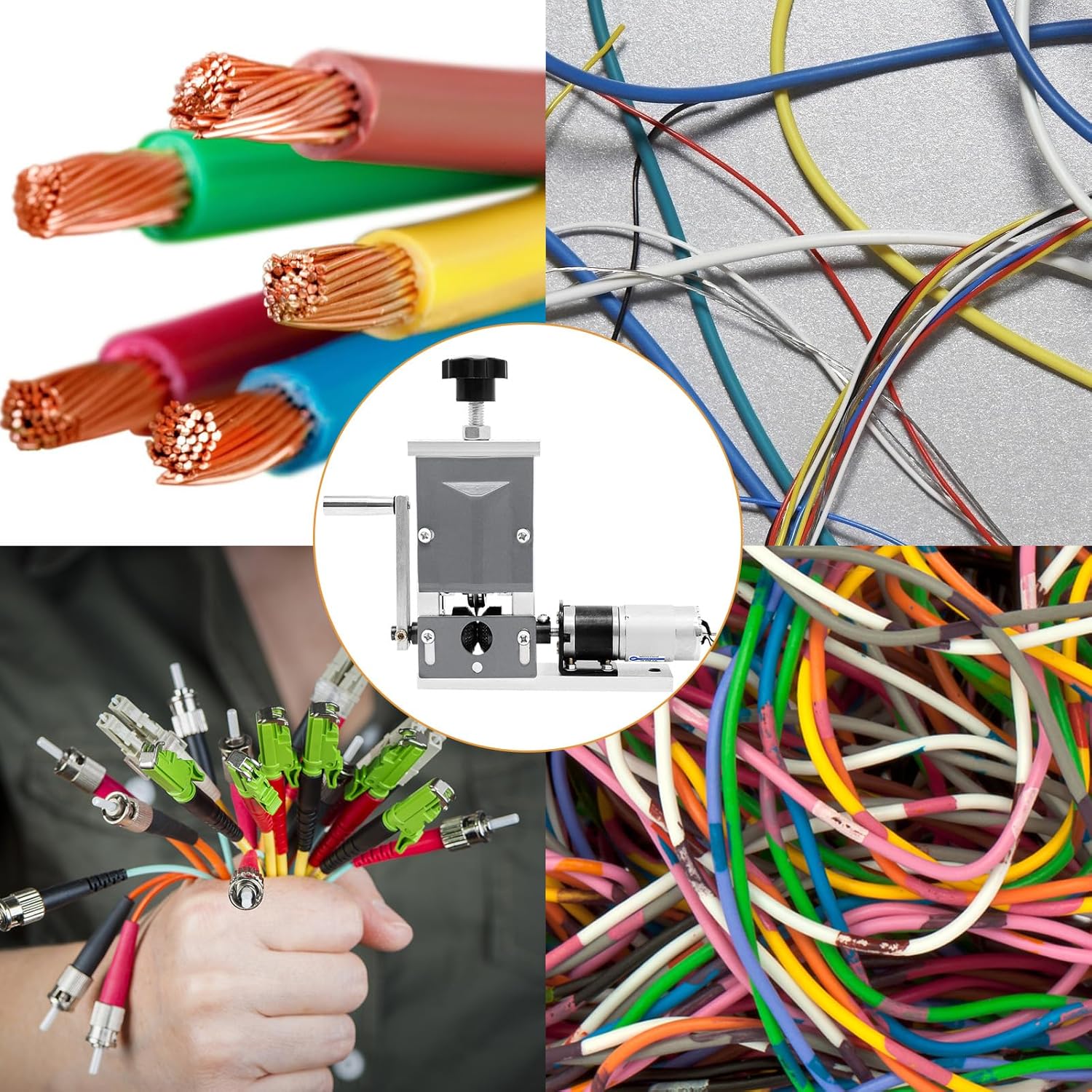 HAowosi Máquina pelacables automática de 0.04 a 0.79 pulgadas, manual y con taladro, máquina peladora de cables de chatarra de 40 W de potencia,