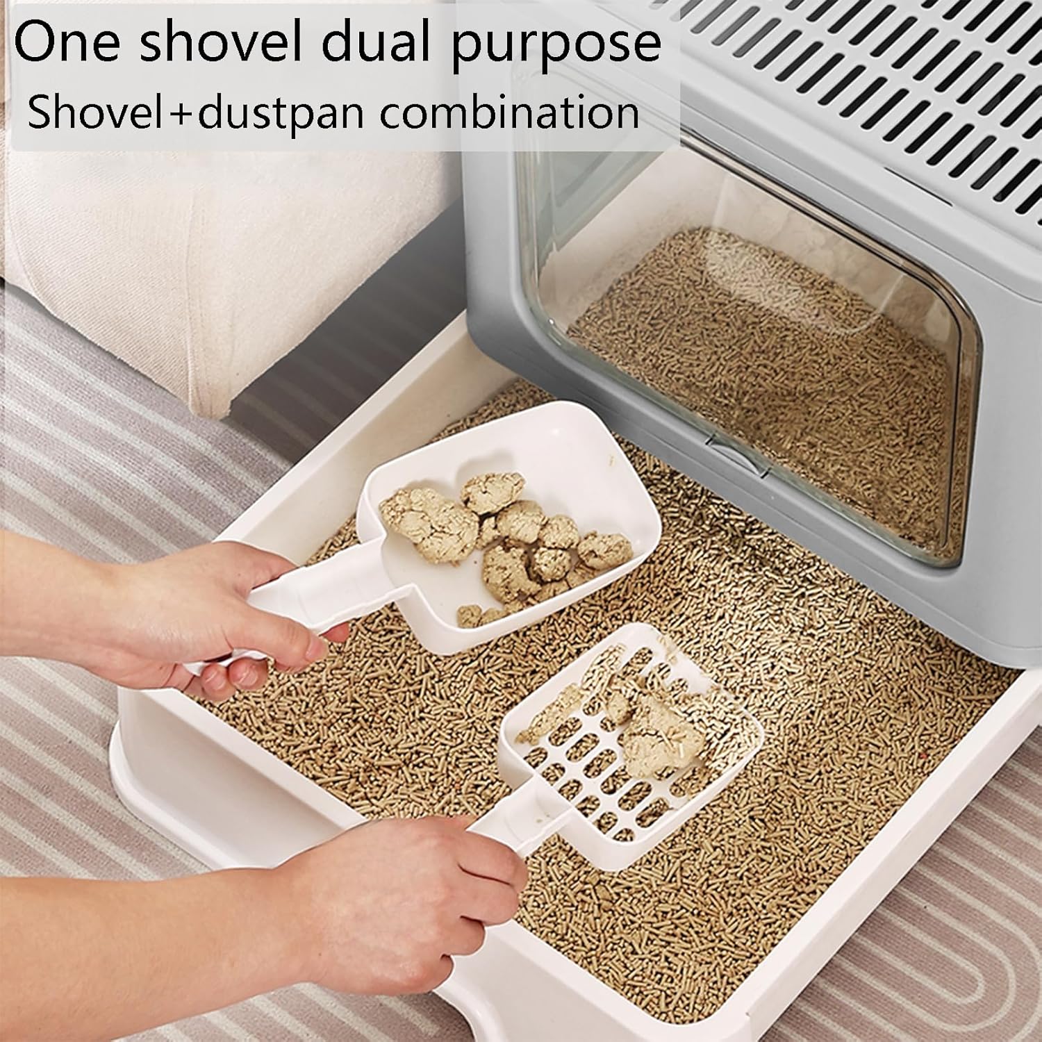 Caja de arena plegable para gatos con tapa, inodoro para gatos antisalpicaduras de entrada superior, caja de arena para gatitos de gran espacio,