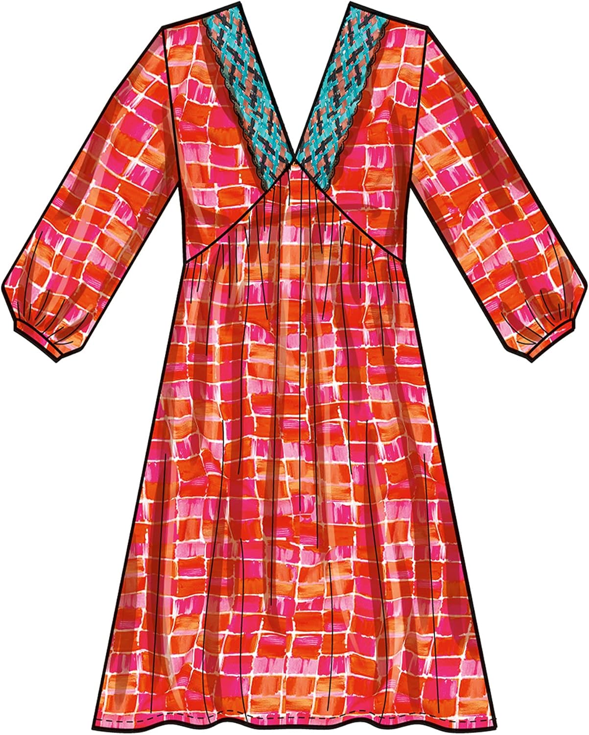 Simplicity Misses’ – Kit de patrón de costura para vestido imperio con cuello en V, código S9702, tallas 8-10-12-14-16, multicolor