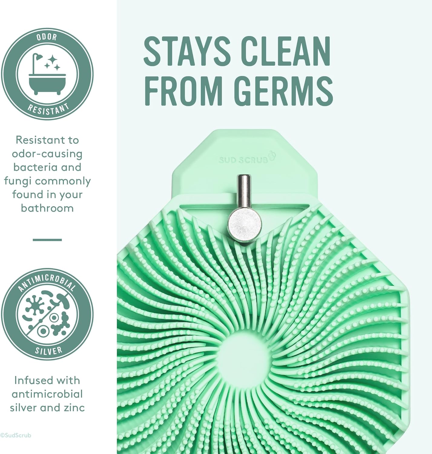 Sud Scrub Gancho de ducha antimicrobiano, ganchos autoadhesivos para pared de ducha, ganchos de pared extraíbles resistentes, ganchos para colgar,