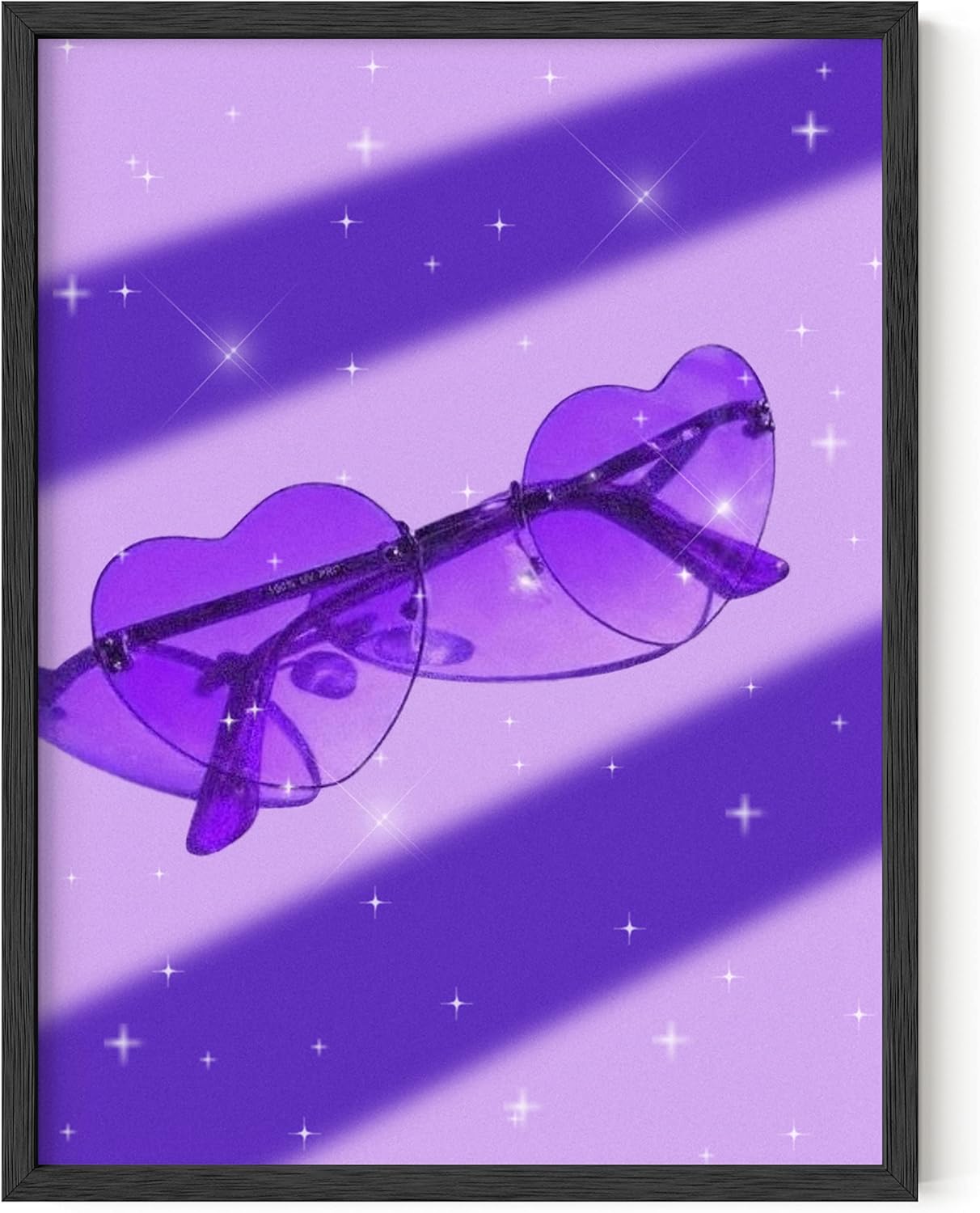HAUS AND HUES Arte de gafas de sol para decoración estética de habitación, arte estético de pared morado y pósteres morados fríos para habitación,