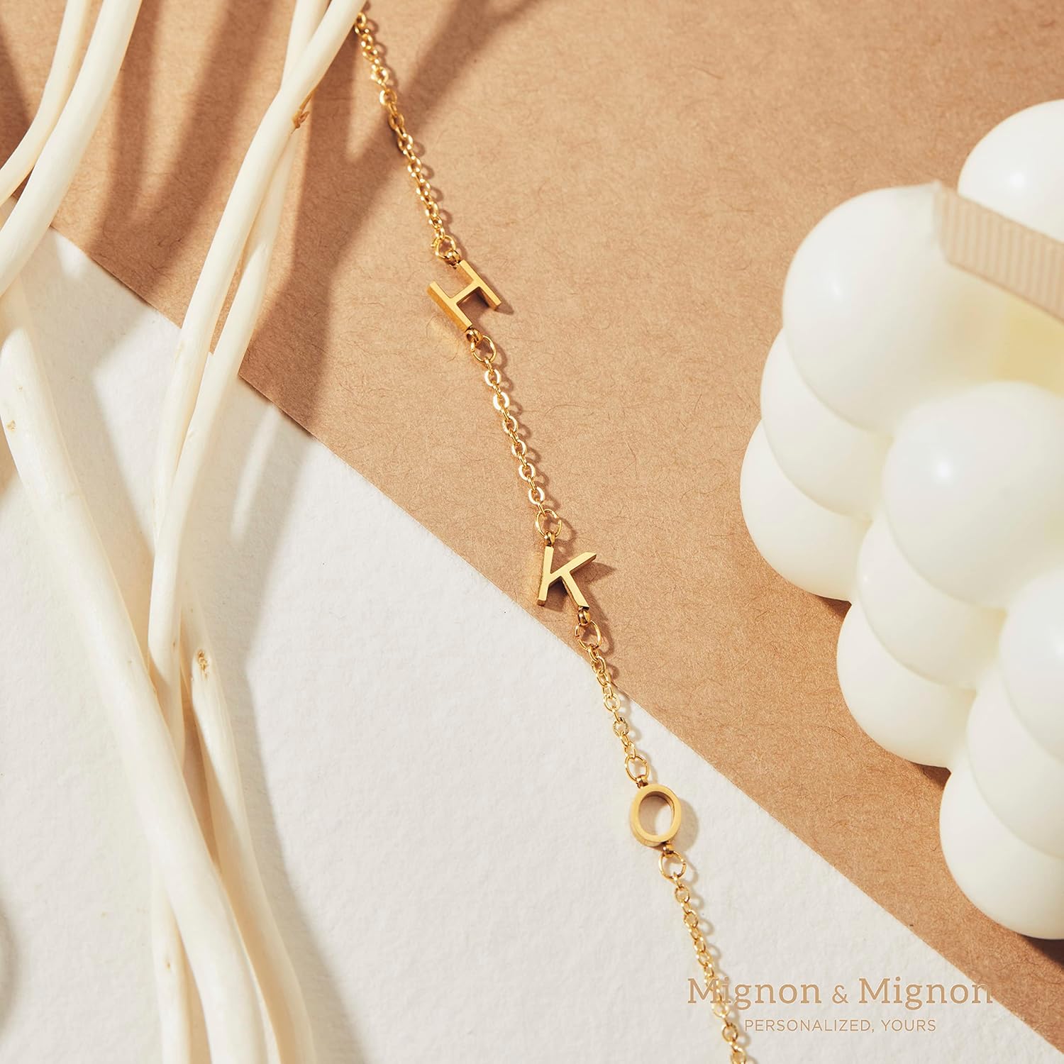 MignonandMignon Sideways Tiny Initial Necklace  Off Center Letter  Personalized Name  Mothers Day Perfect Gift for Mom -SIN