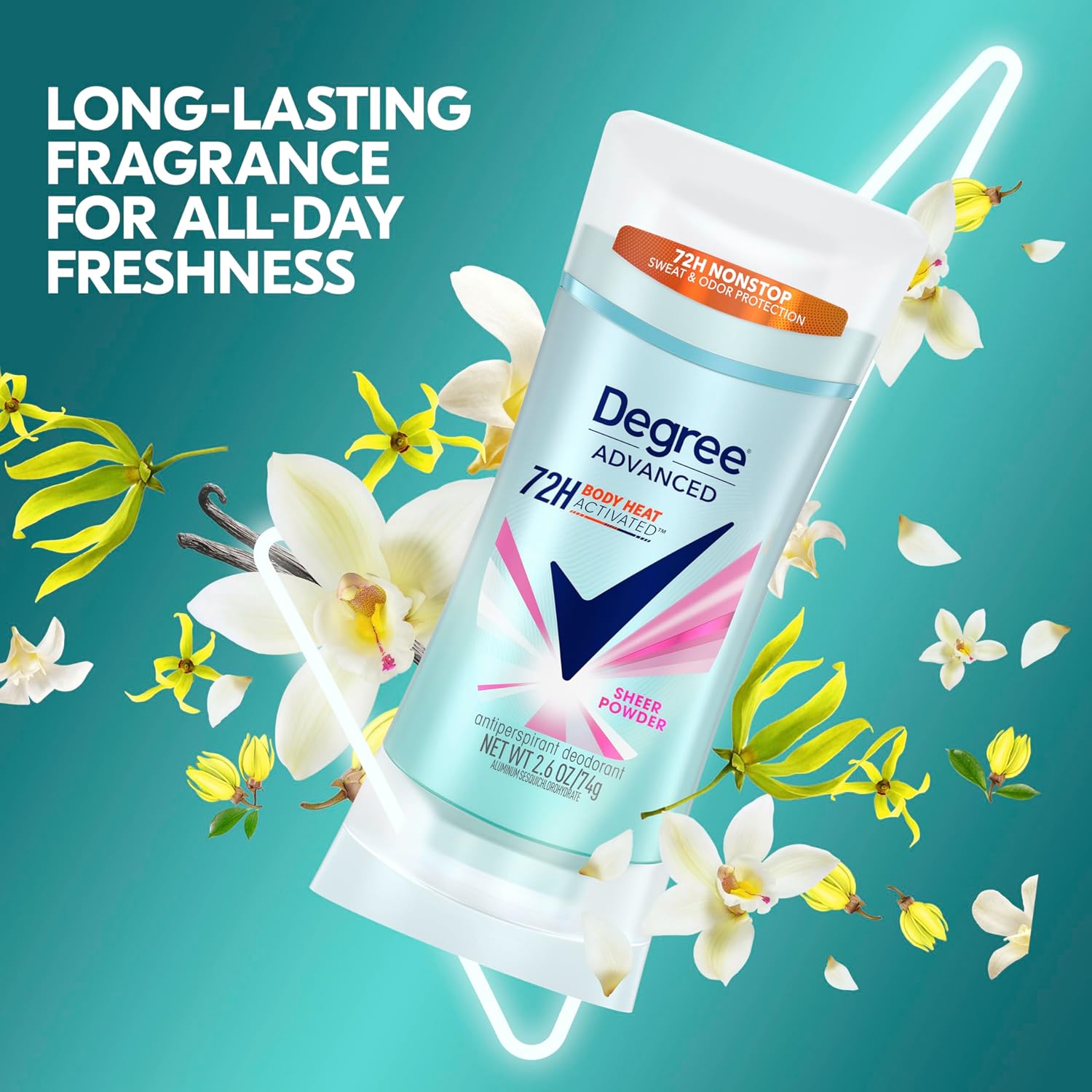 Degree Advanced Protection – Desodorante antitranspirante en polvo transparente para control de sudor y olor de 72 horas para mujeres, con