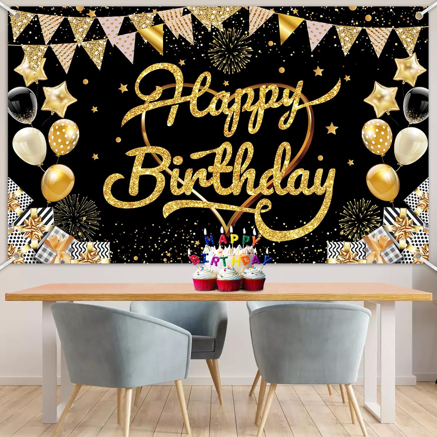 Cartel de cumpleaños, telón de fondo de letreros de feliz cumpleaños, decoración de cumpleaños para mujer, decoraciones de fiesta temática de