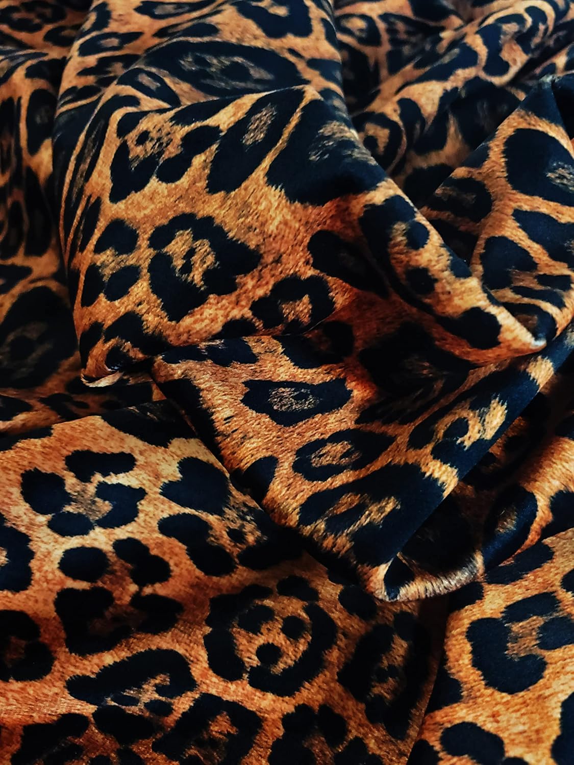 Gamuza de terciopelo suave impreso reverso suave para ropa y tapicería 14 oz. Tela (Jaguar, oro)