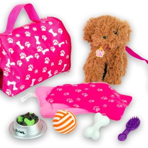Juego de cachorros en color chocolate con accesorios, juguetes regalos para niñas y niños de 3 años, apto para muñecas de 18 pulgadas, suave y Juego de cachorros en color chocolate con accesorios, juguetes regalos para niñas y niños de 3 años, apto para muñecas de 18 pulgadas, suave y
