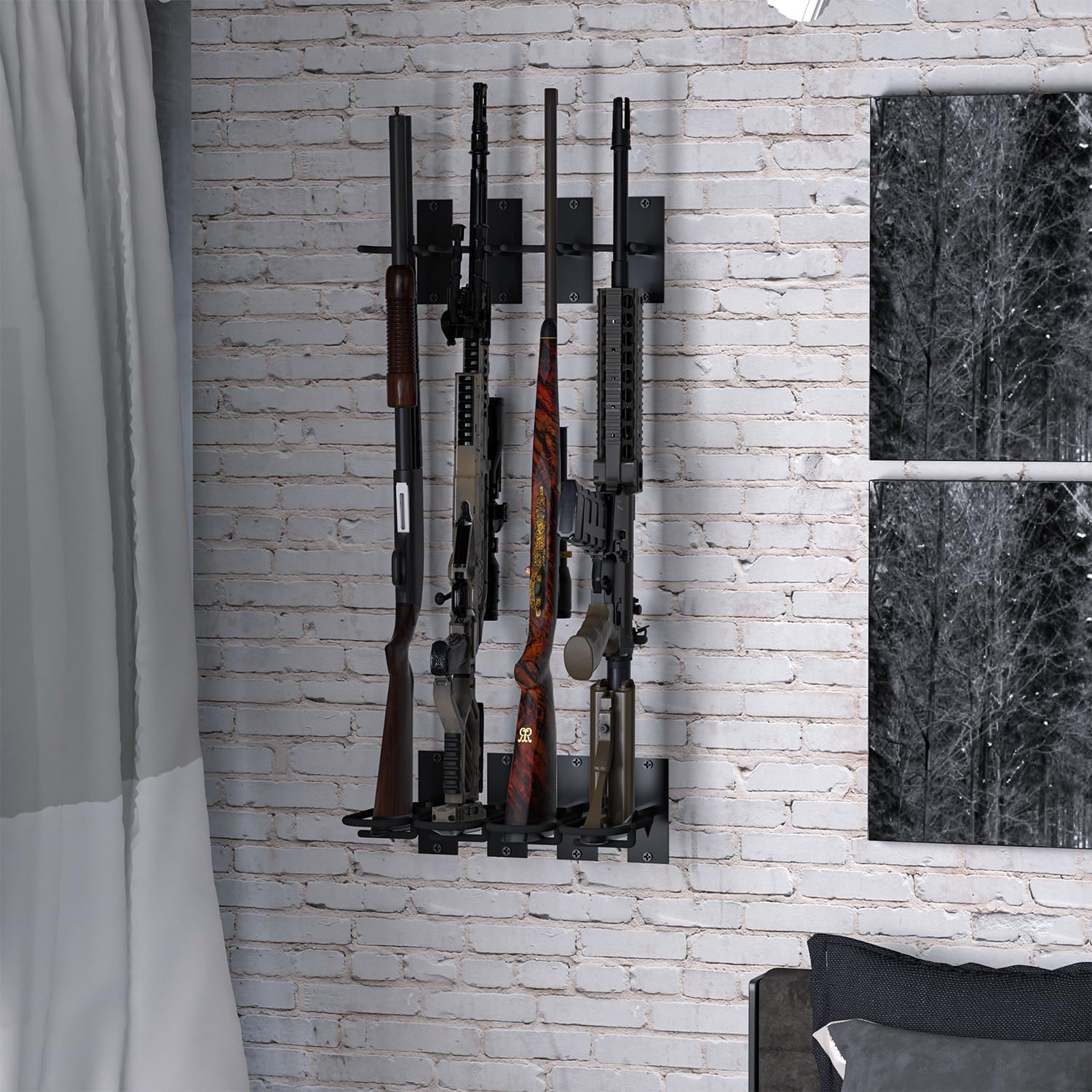 Bastidor de pistola ajustable, montaje en pared, estante de acero resistente para pistolas, para interiores, soporta hasta 150 libras, soporte de