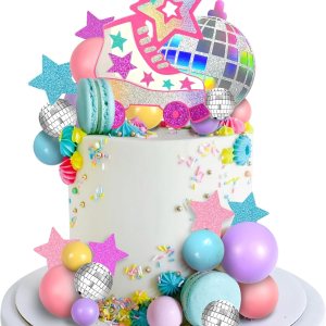 Decoración para tartas de patinaje sobre ruedas, bola de disco, decoración de pasteles de bolas pastel para niñas de los años 80 y 90, patinaje, hip Decoración para tartas de patinaje sobre ruedas, bola de disco, decoración de pasteles de bolas pastel para niñas de los años 80 y 90, patinaje, hip