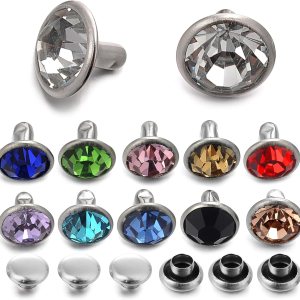 100 juegos de remaches de cristal de circonita cúbica de 0.315 in de colores mezclados, remaches rápidos, remaches de color plateado, para 100 juegos de remaches de cristal de circonita cúbica de 0.315 in de colores mezclados, remaches rápidos, remaches de color plateado, para