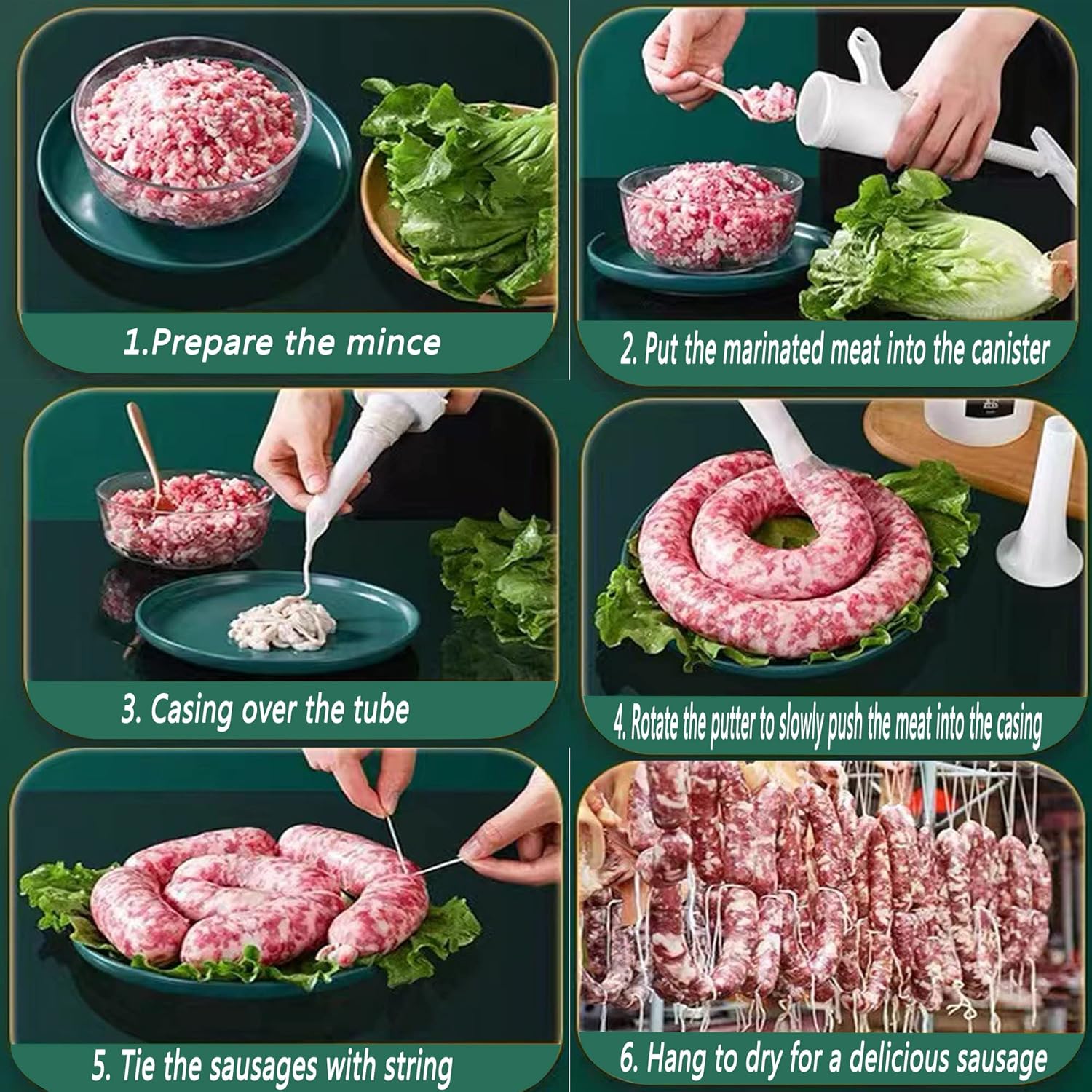 Máquina de salchichas manual de calidad alimentaria, relleno de salchichas, llenado de embudo de plástico manual, tubos de embudo de embudo,