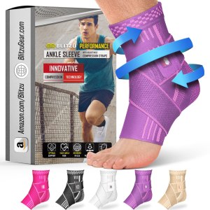 BLITZU Tobillera con correa de apoyo de compresión ajustable para tendinitis de Aquiles, alivio del dolor en las articulaciones. Envoltura de BLITZU Tobillera con correa de apoyo de compresión ajustable para tendinitis de Aquiles, alivio del dolor en las articulaciones. Envoltura de