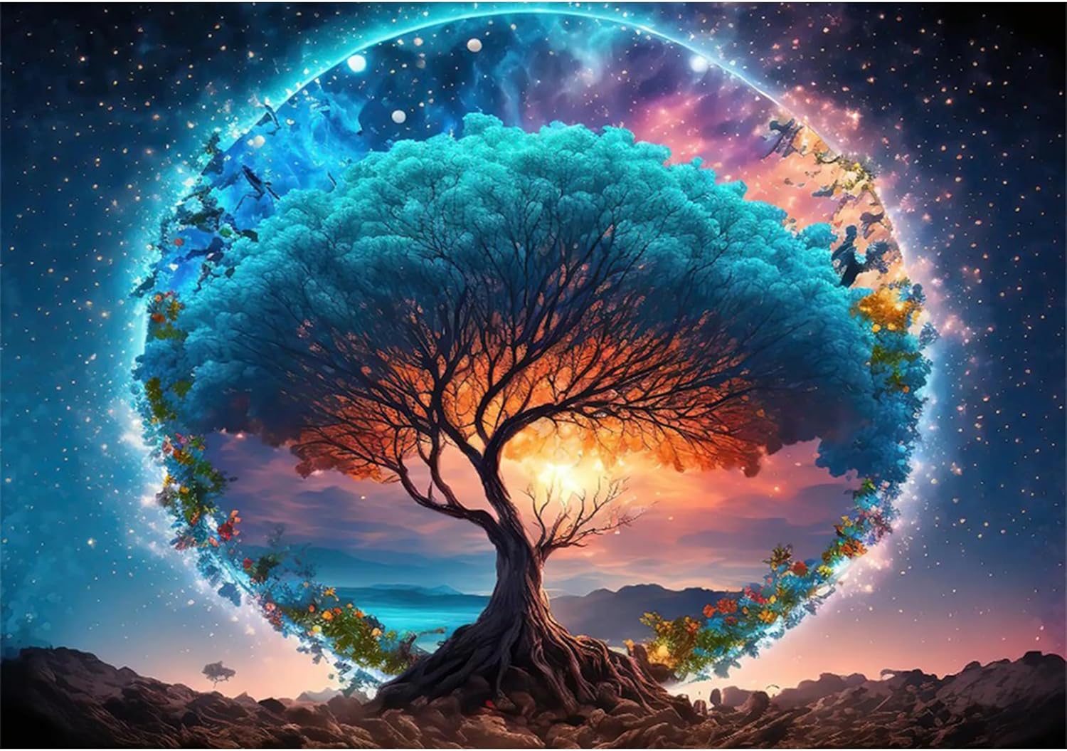 hill froeistung Kit de pintura de diamante 5D del árbol de la vida para adultos, kits de arte de diamante de luna para adultos, adolescentes,