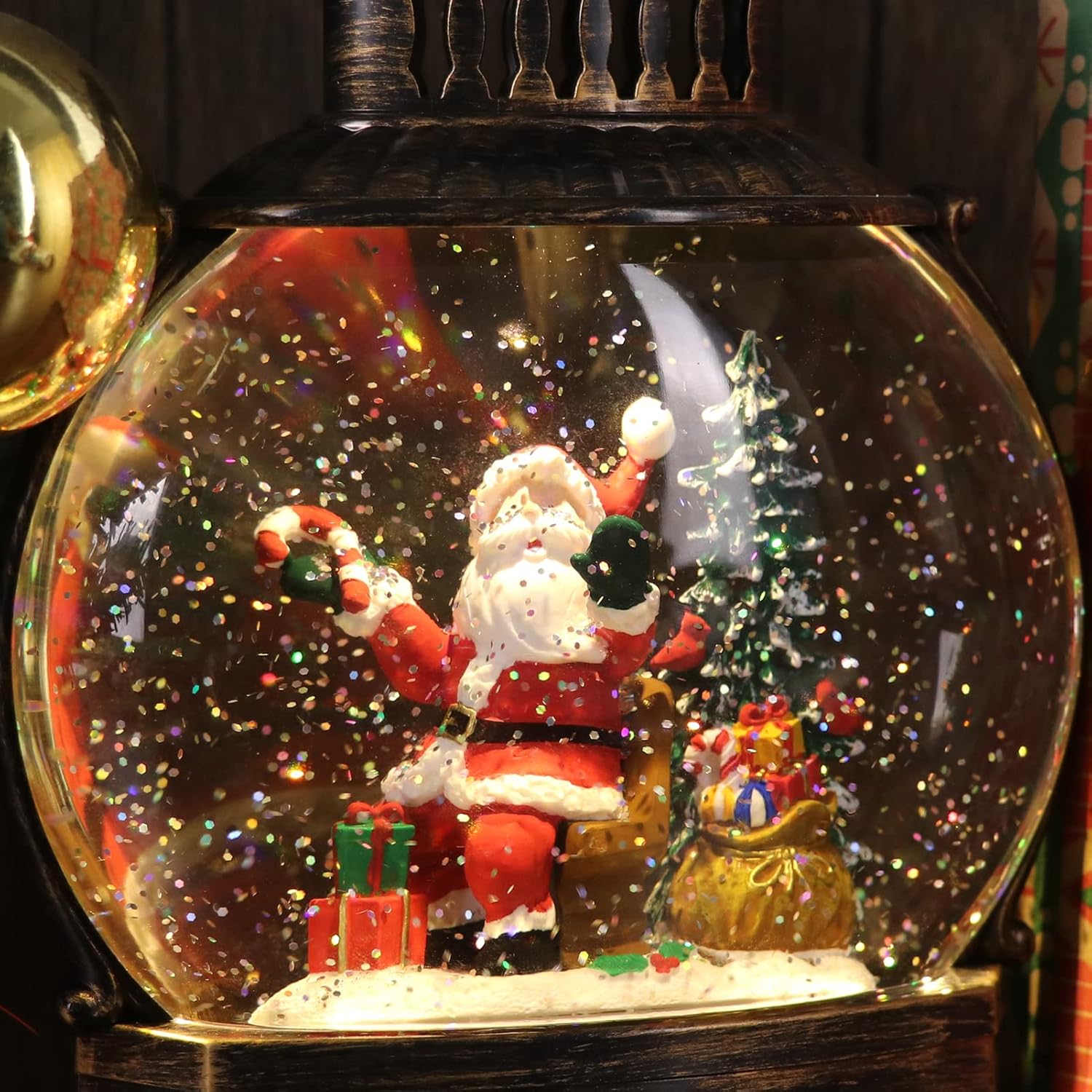 DRomance Christmas Singing Snow Globe Lantern Battery Operated USB Powered Lighted Water Glitters Music Snow Globe Holiday Decoration for Women