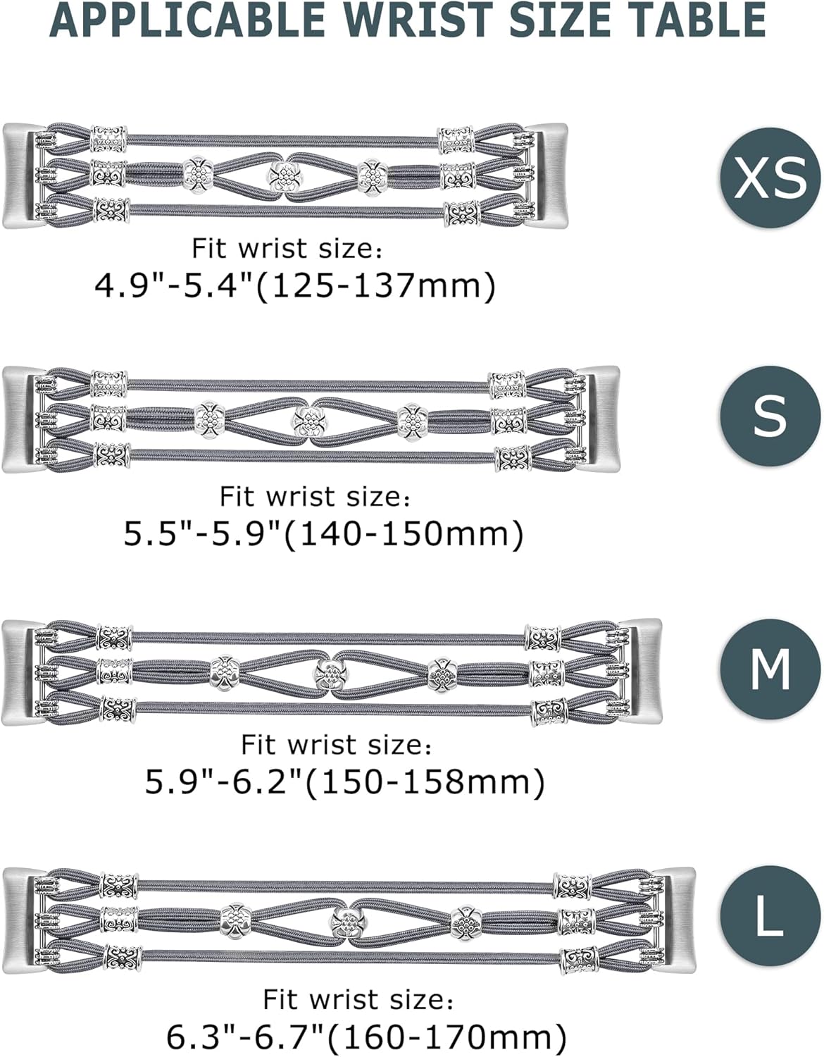 W-RARA Pulsera de cuentas compatible con Fitbit Charge 5 bandas para mujeres y hombres, hecha a mano, estilo bohemio, hippie, correa de nailon