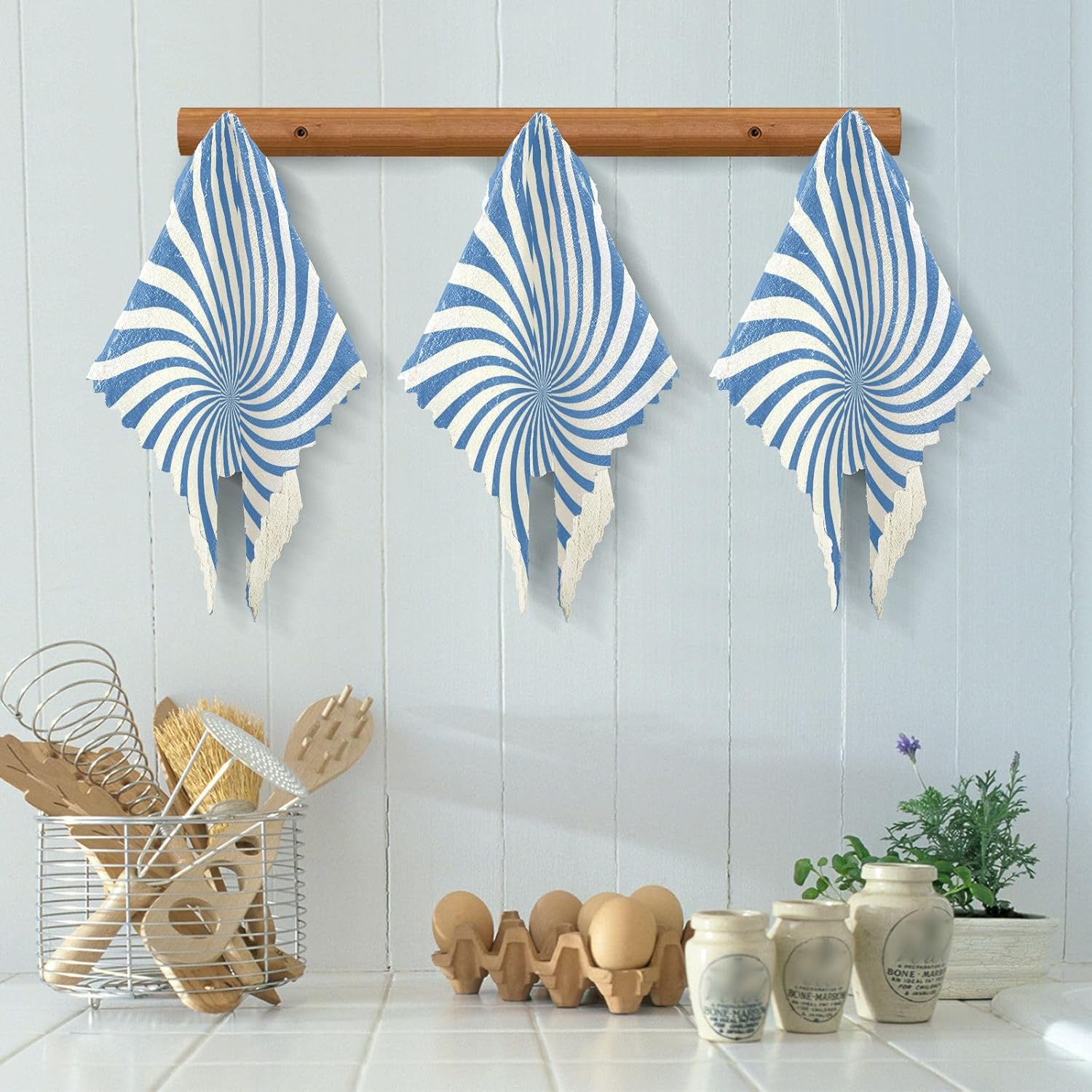 Twirl Swirl Blue 6 Pack Absorbent Towels for Drying Dishes Print Quality Microfiber Absorbant Towel for Bathroom Coffee