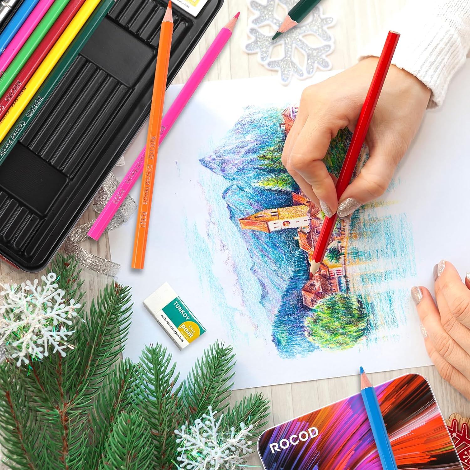 Lápices de colores de 12 colores profesionales para niños y adultos, juego de lápices de dibujo de color artístico