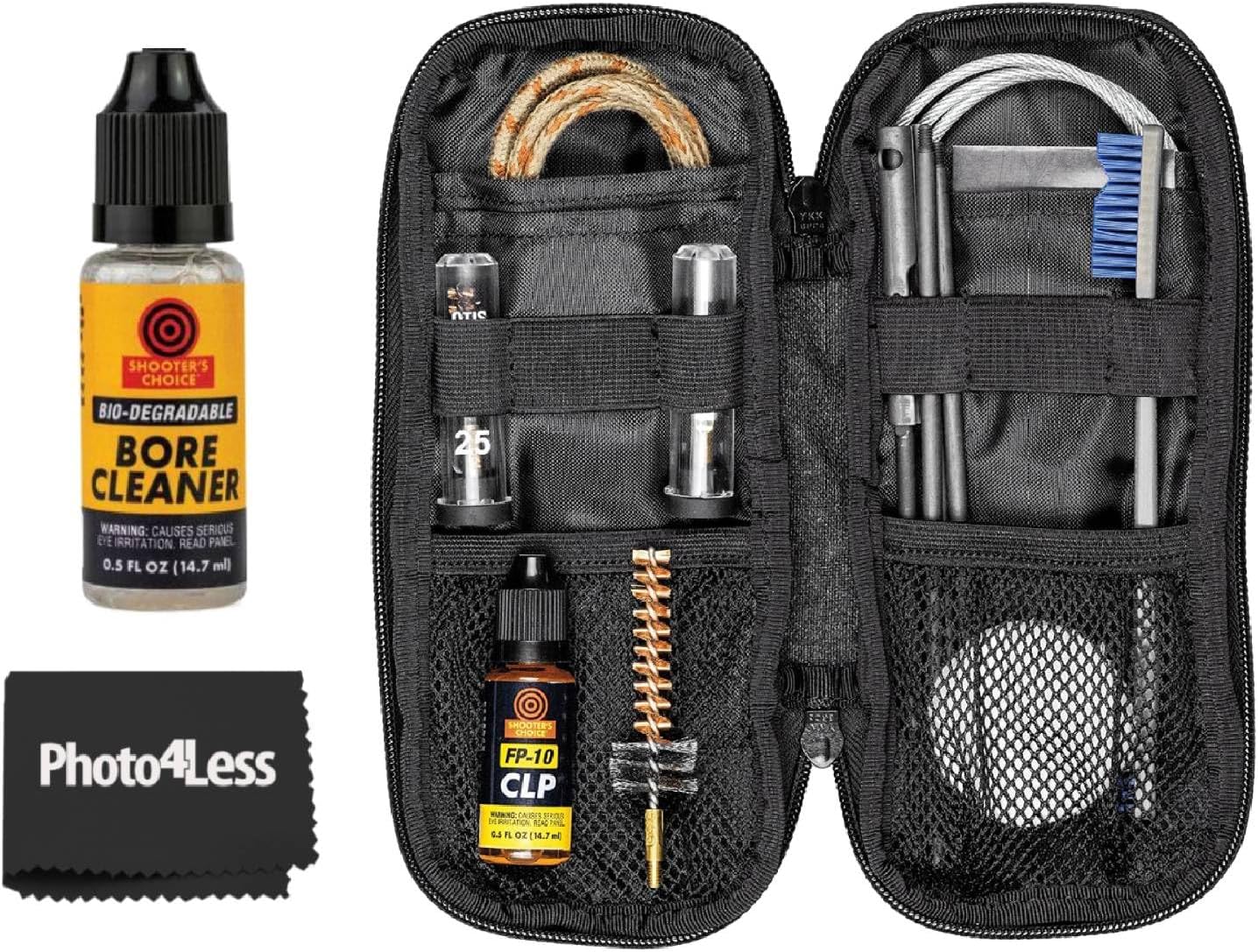 Otis Technology Kit de limpieza de pistola Defender Series de 0.219 in + limpiador de orificios biológicos Shooter’s Choice (12 oz)