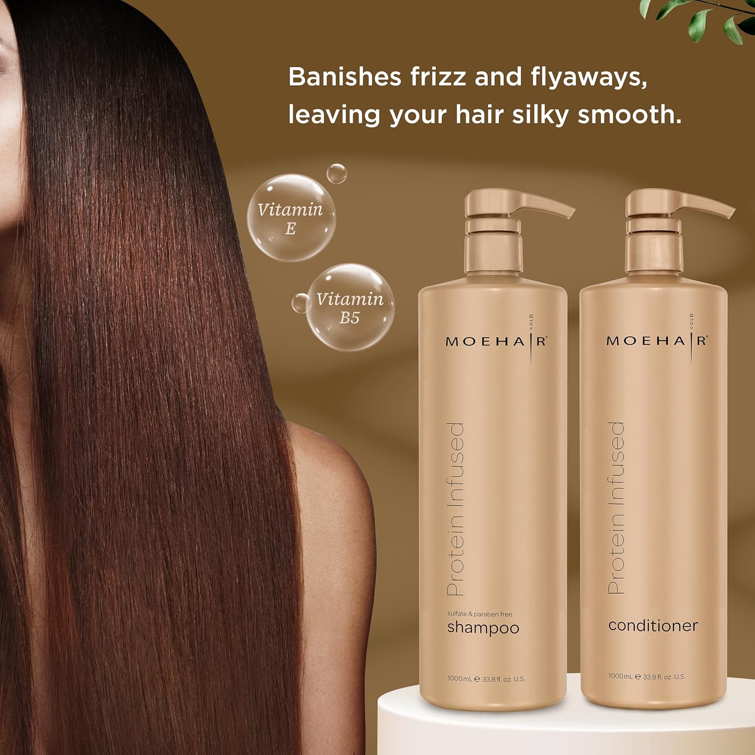MOEHAIR Champú y acondicionador espesante 2 en 1 con infusión de proteínas para cabello fino  Tratamiento capilar proteico para suavizar, nutrir,