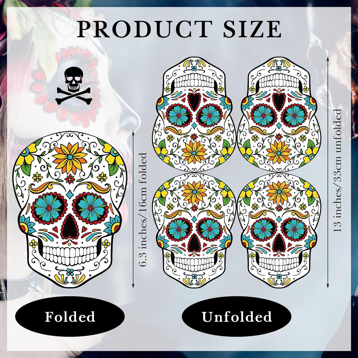 100 servilletas de Día de los Muertos, decoraciones de Día de los Muertos, servilletas de cóctel de flores de calavera de azúcar, servilletas de