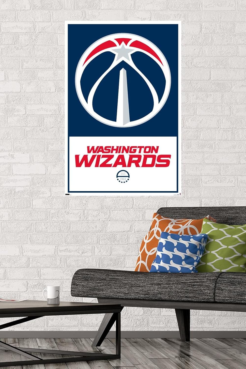 Trends International NBA Washington Wizards – Póster de pared con logotipo 21, 22.375 x 34 pulgadas, versión premium sin marco